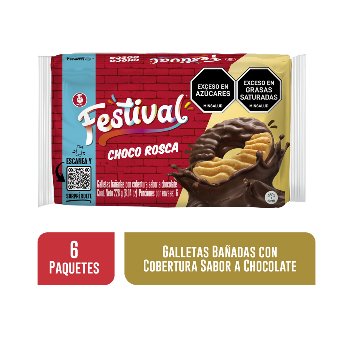 GalletaFESTIVAL Choco Rosca Bolsa x 6 228gr