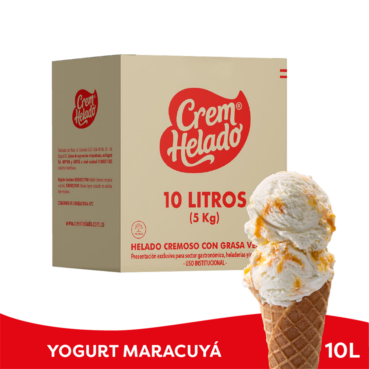 Crem Helado Tradicional Tarro Yogurt Maracuyá x 10 L