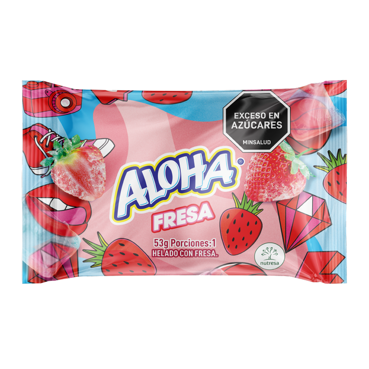 Aloha Paleta Fresa CM SP caja X60un x53g
