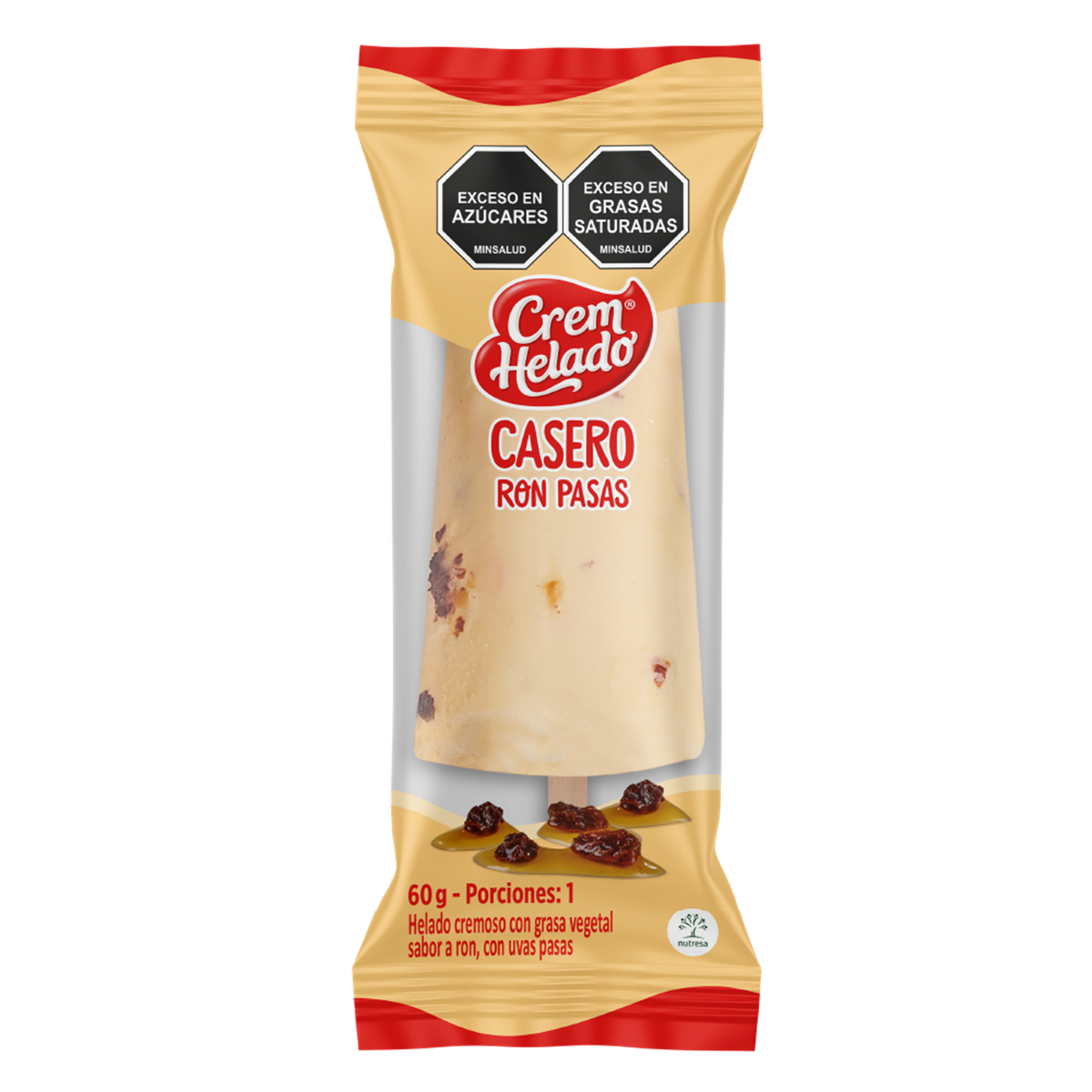 Crem Helado Casero Ron con Pasas Caja x 25 Un x60g