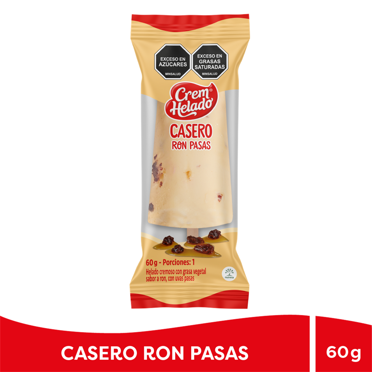 Crem Helado Casero Ron con Pasas Caja x 25 Un x60g