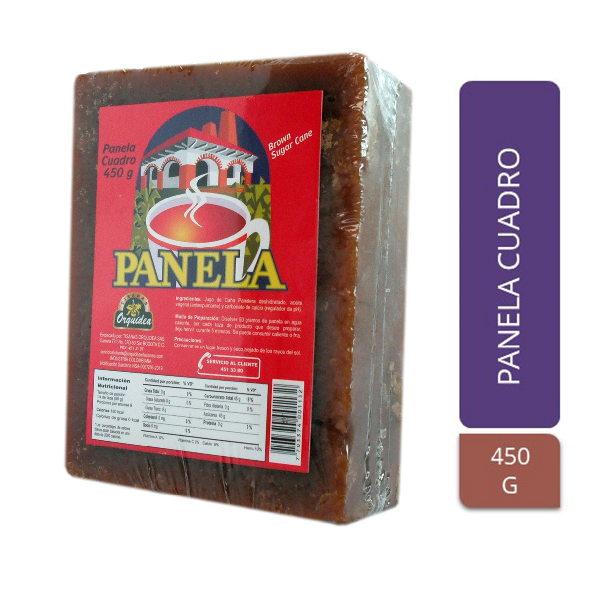 Orquídea Panela Cuadro x 450 g