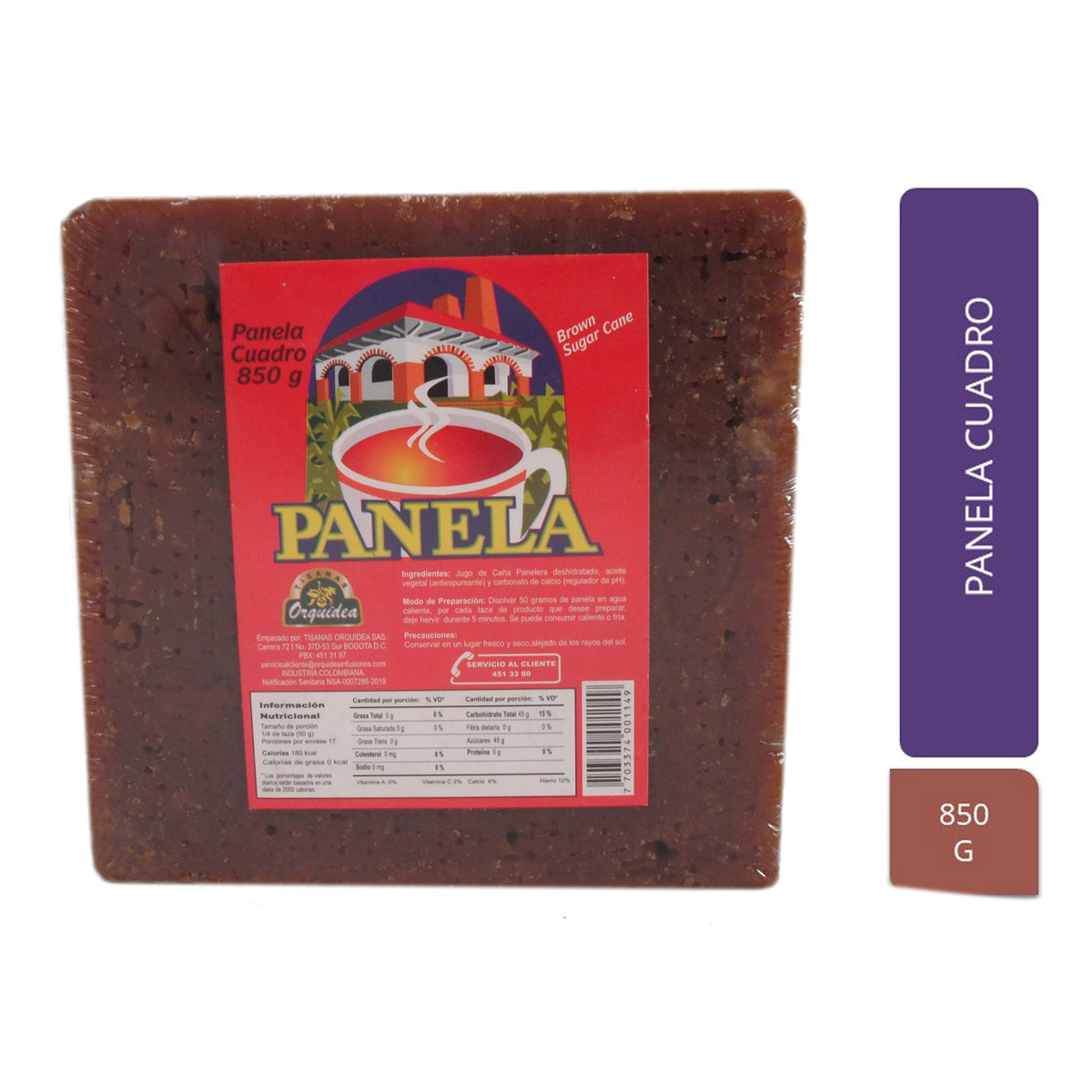 Orquídea Panela Cuadro x 850 g