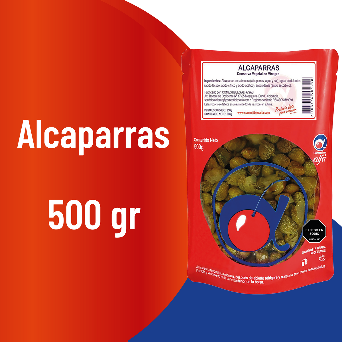 Alfa Alcaparras En Vinagre Doypack x 500 g