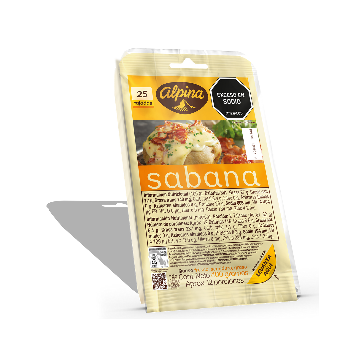 Alpina Queso Sabana 25 Tajadas 400 g