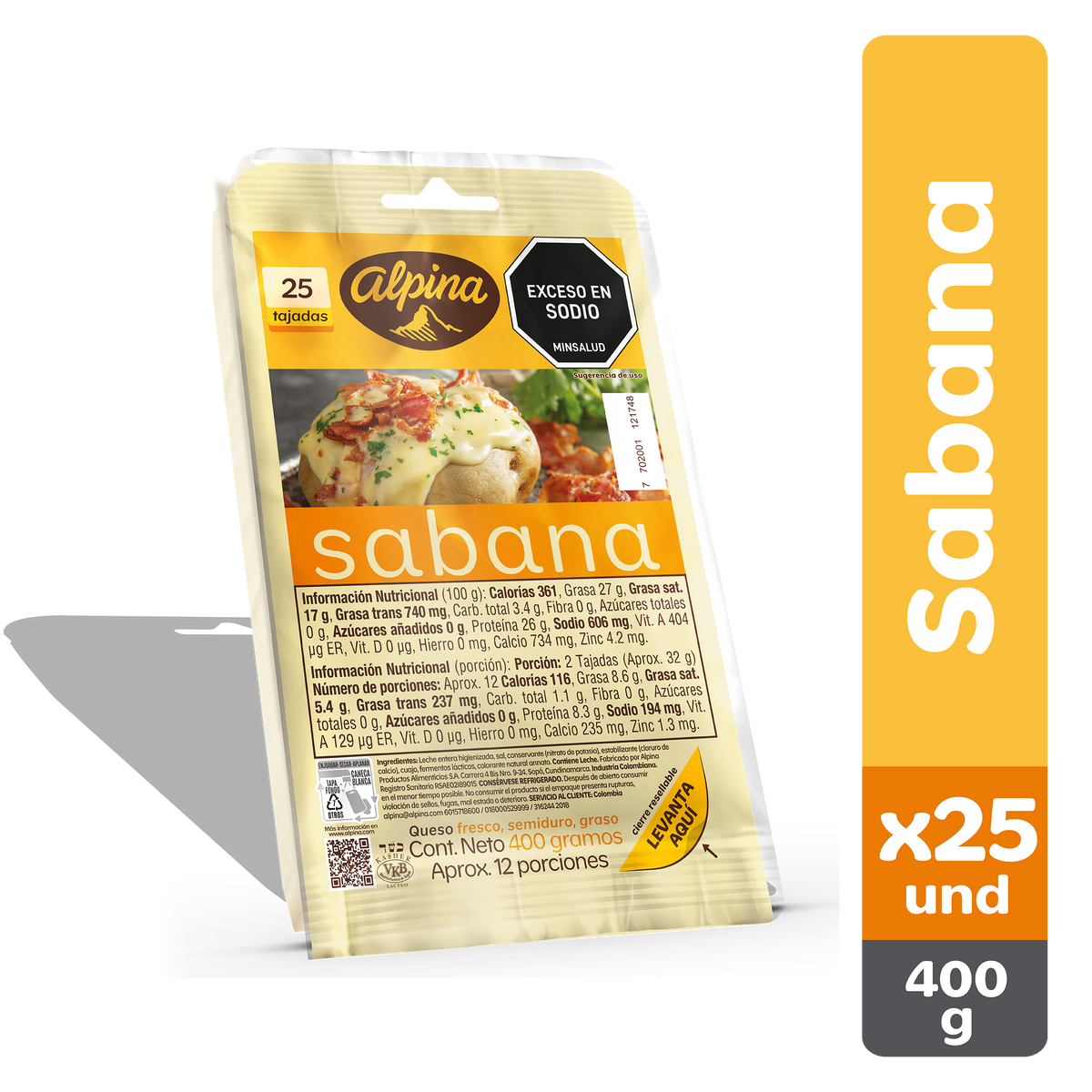 Alpina Queso Sabana 25 Tajadas 400 g