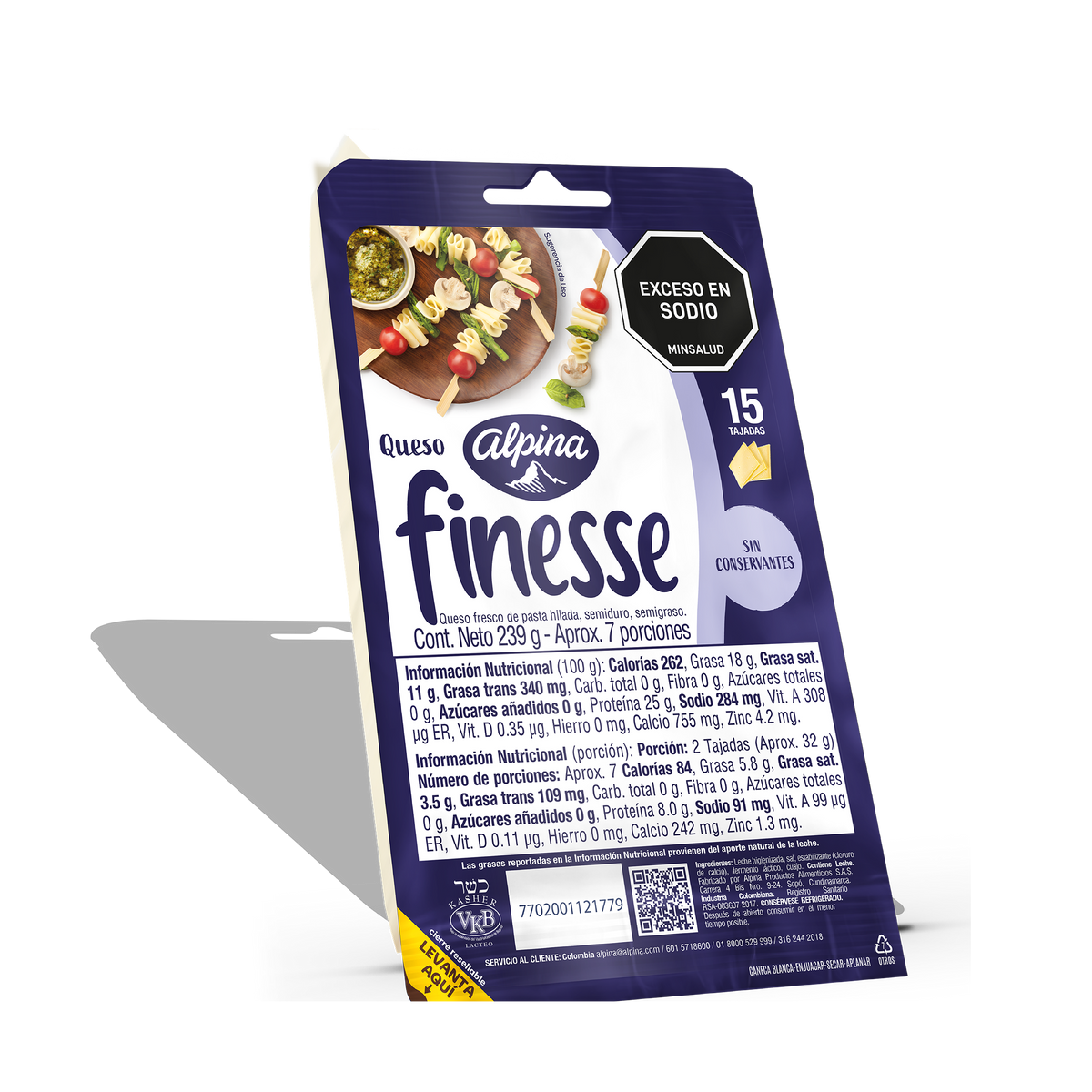 Finesse Queso Alpina 15 Tajadas 239 g