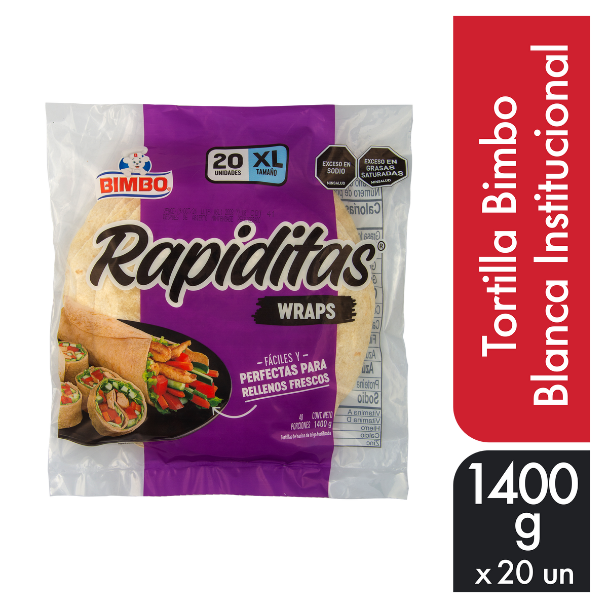 Bimbo Tortilla Blanca Institucional 1400 g x 20 un