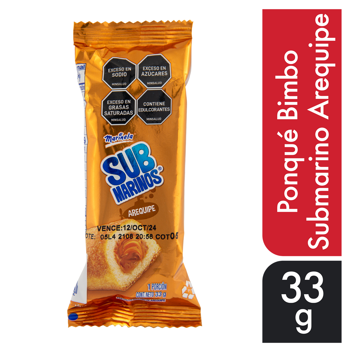 Bimbo Ponque Submarino Arequipe x 33 gr