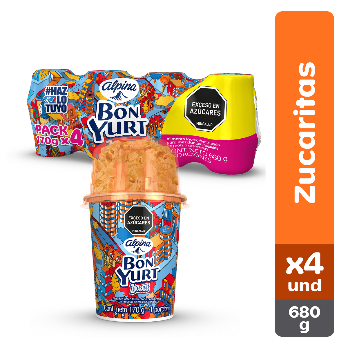 Alpina Bonyurt Zucaritas 170 g Pleg x 4 un