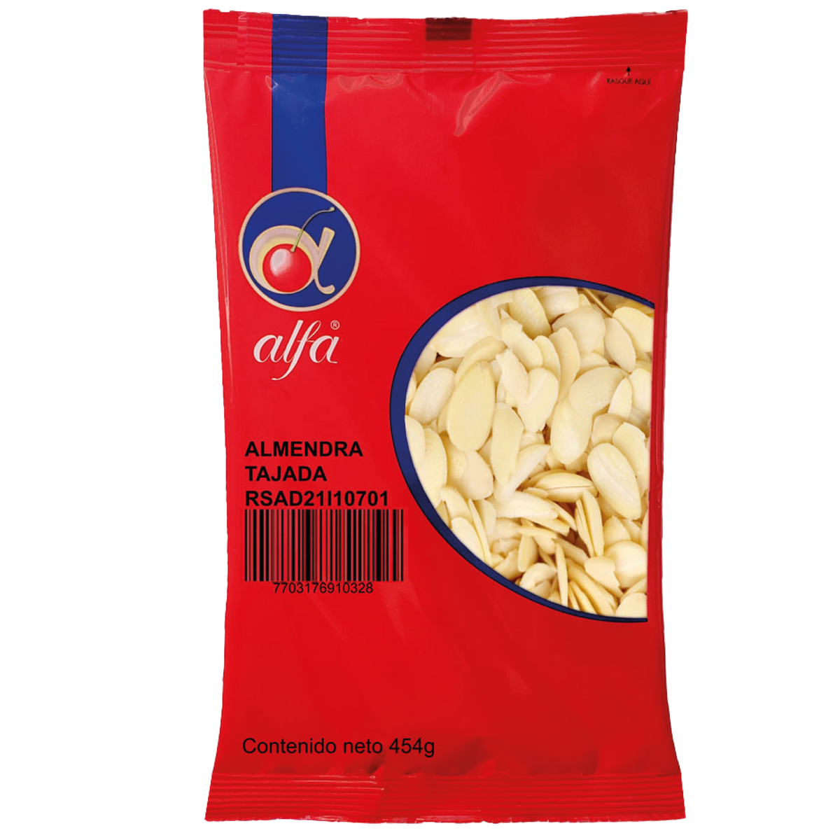 Alfa Almendra Tajada Sin Piel x 454 g