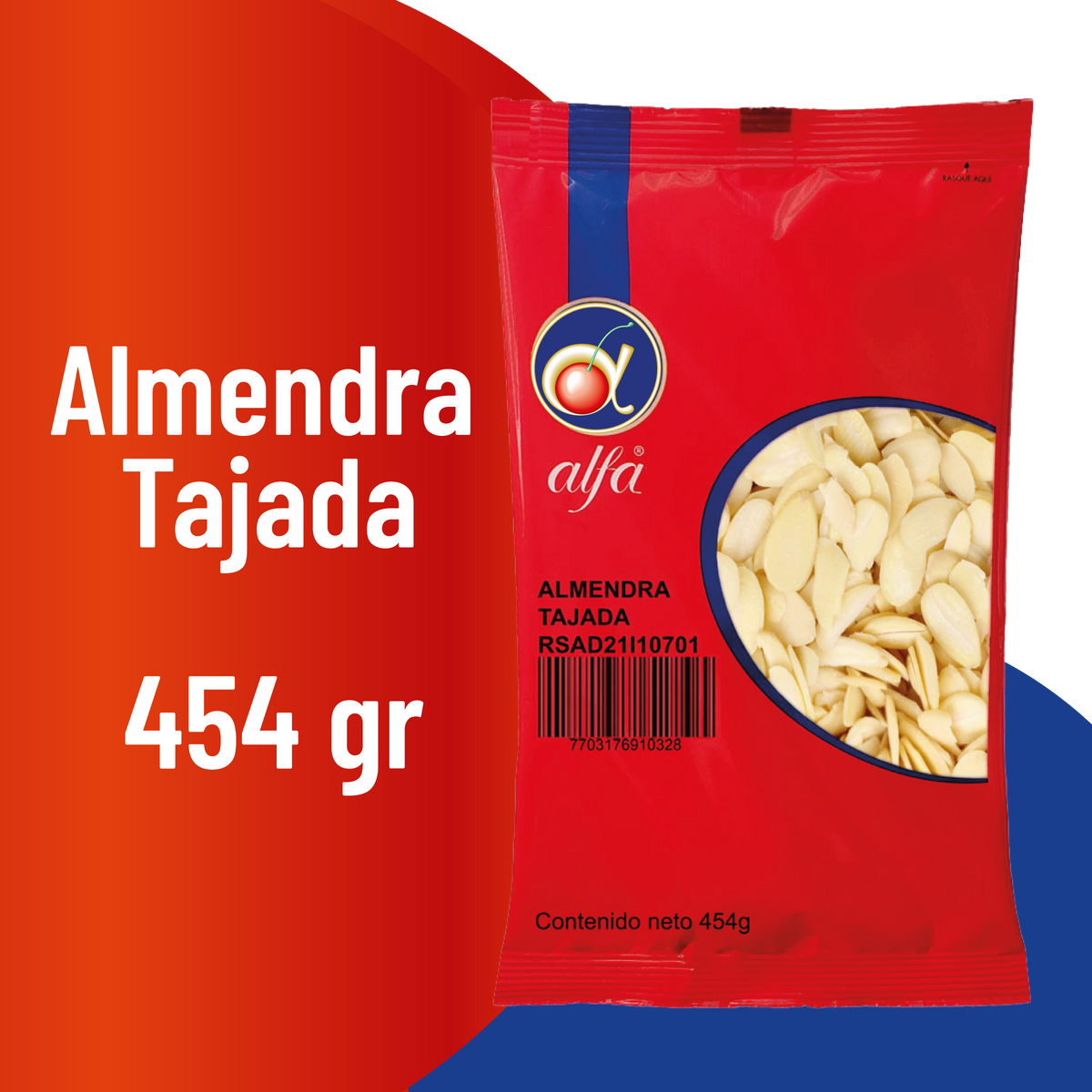 Alfa Almendra Tajada Sin Piel x 454 g