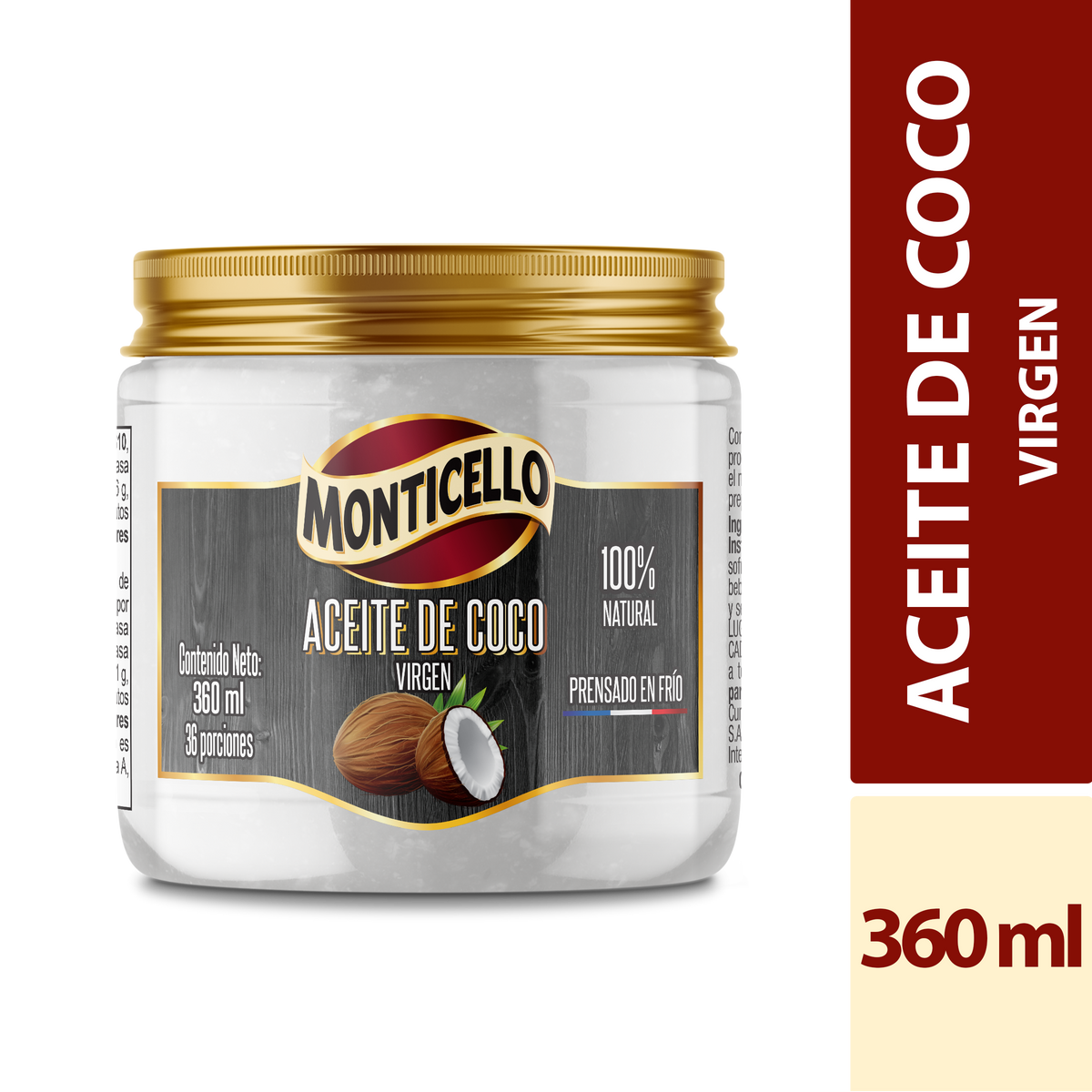 Monticello Aceite de Coco Virgen x 360 ml