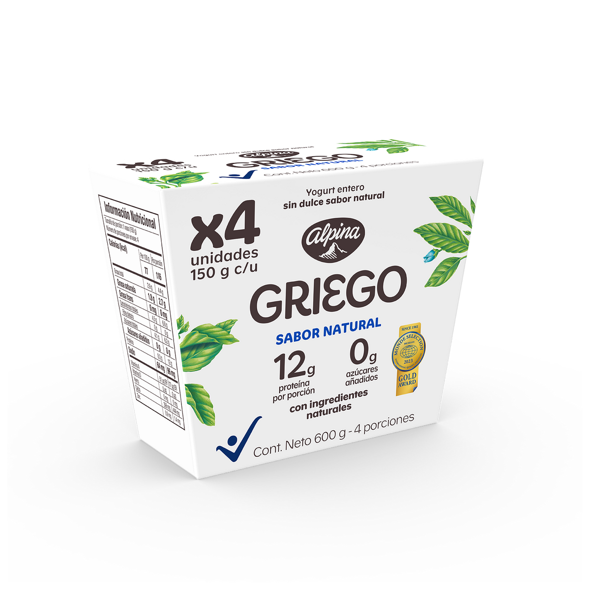 Alpina Yogurt Griego Natural Multiempaque x 4 150 g