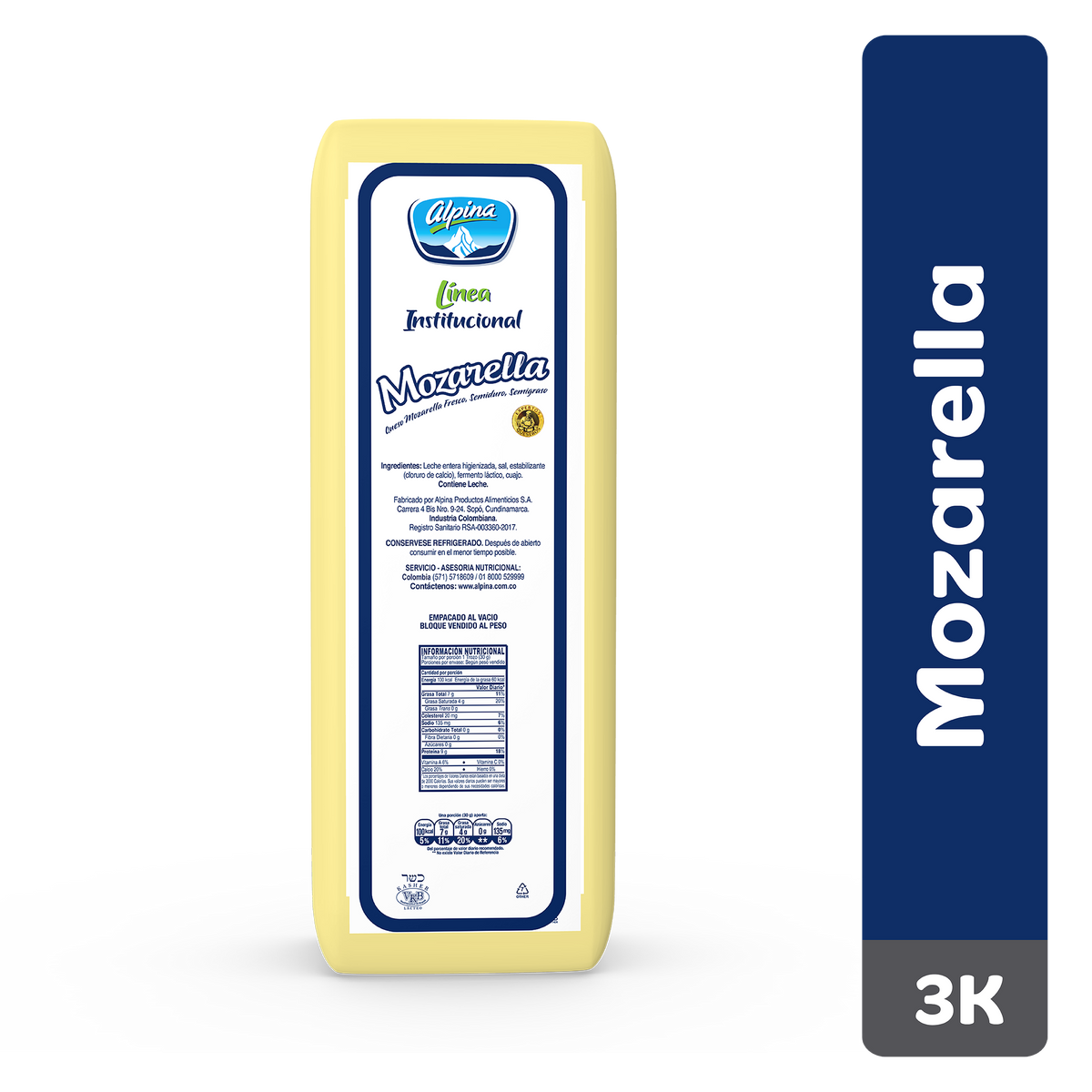 Alpina Queso Mozarella Institucional x 3kg