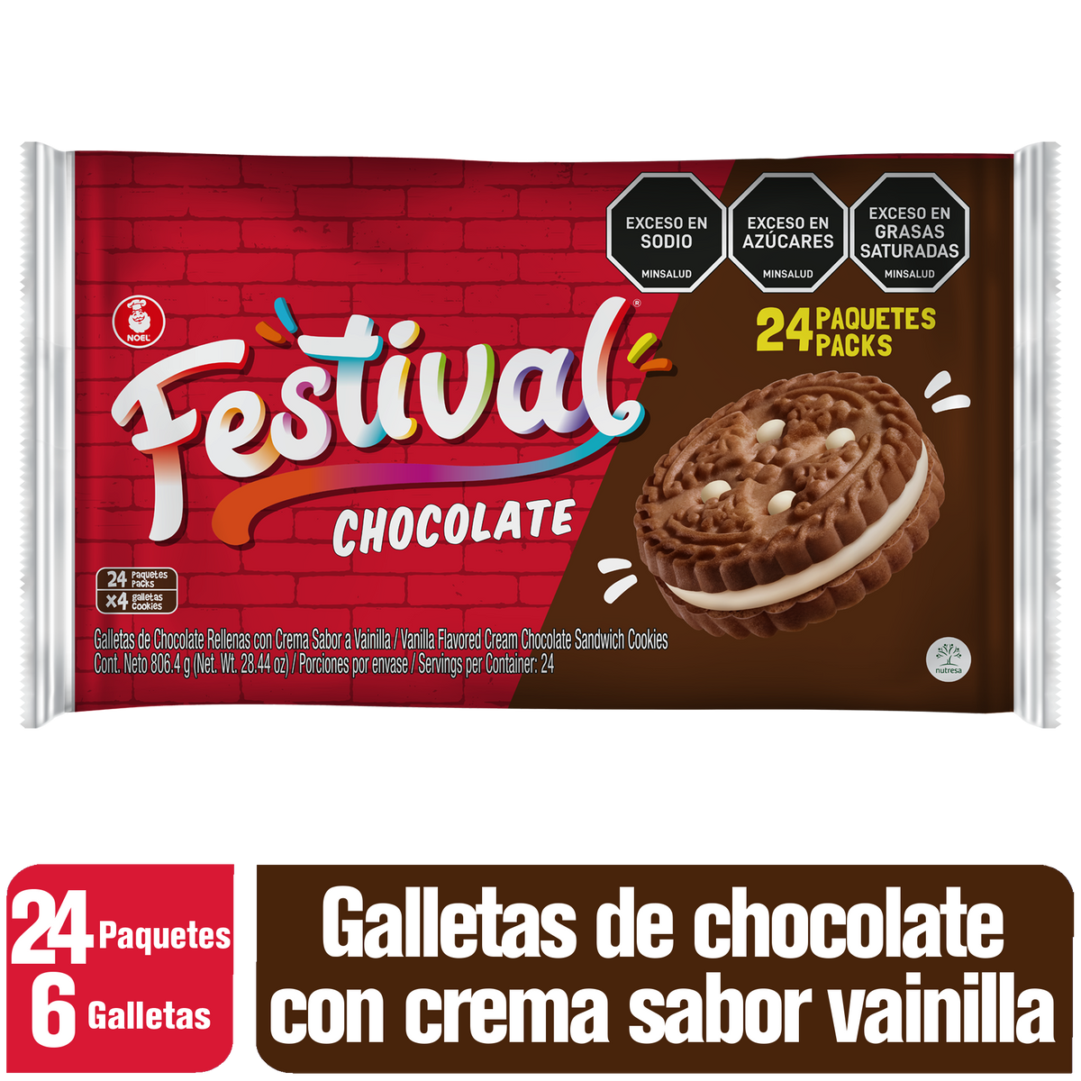Festival Galleta Chocolate Bolsa x 24 pq x 4 un