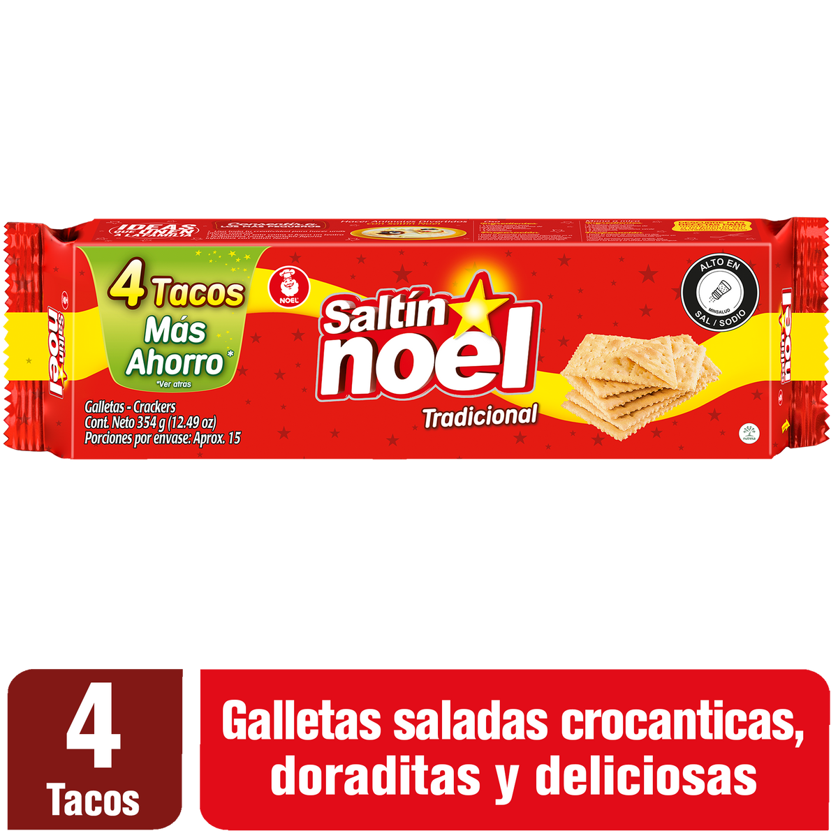 Saltin Noel Galleta Rojo Taco x 4 Precio Especial 354 g