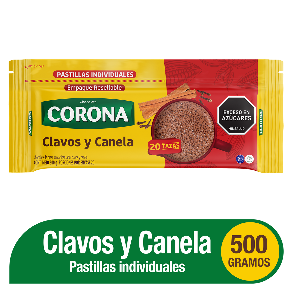 Corona Chocolate clavos y canela 20 Pastillas x 500 g