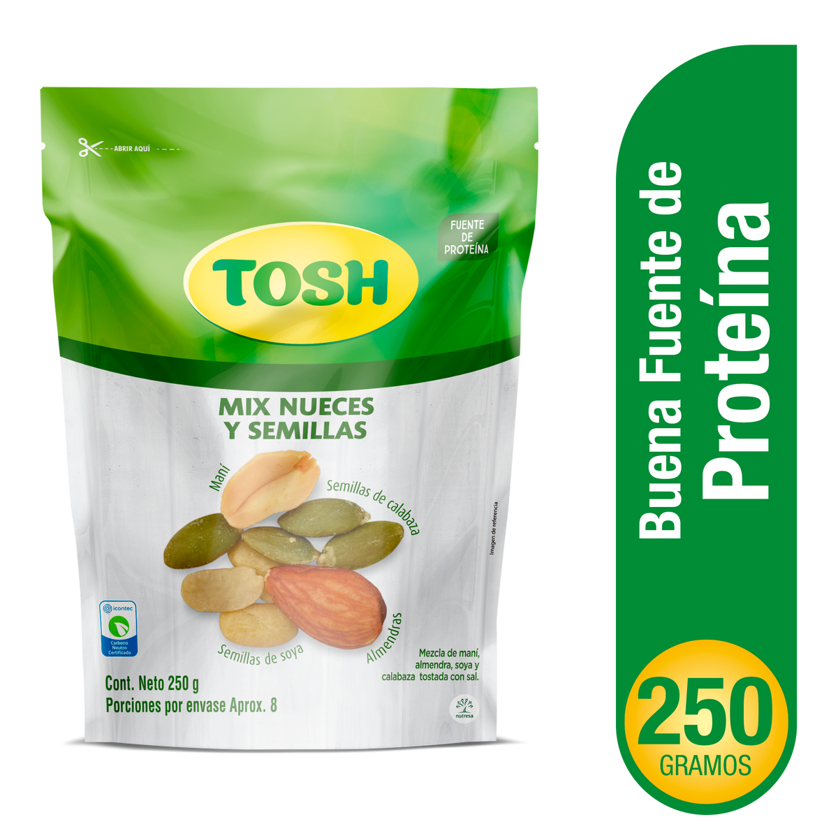 Tosh pasabocas mix nueces y semillas x250g