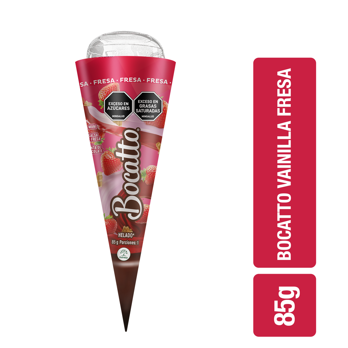 Bocatto Cono Vainilla Fresa x12un x85g