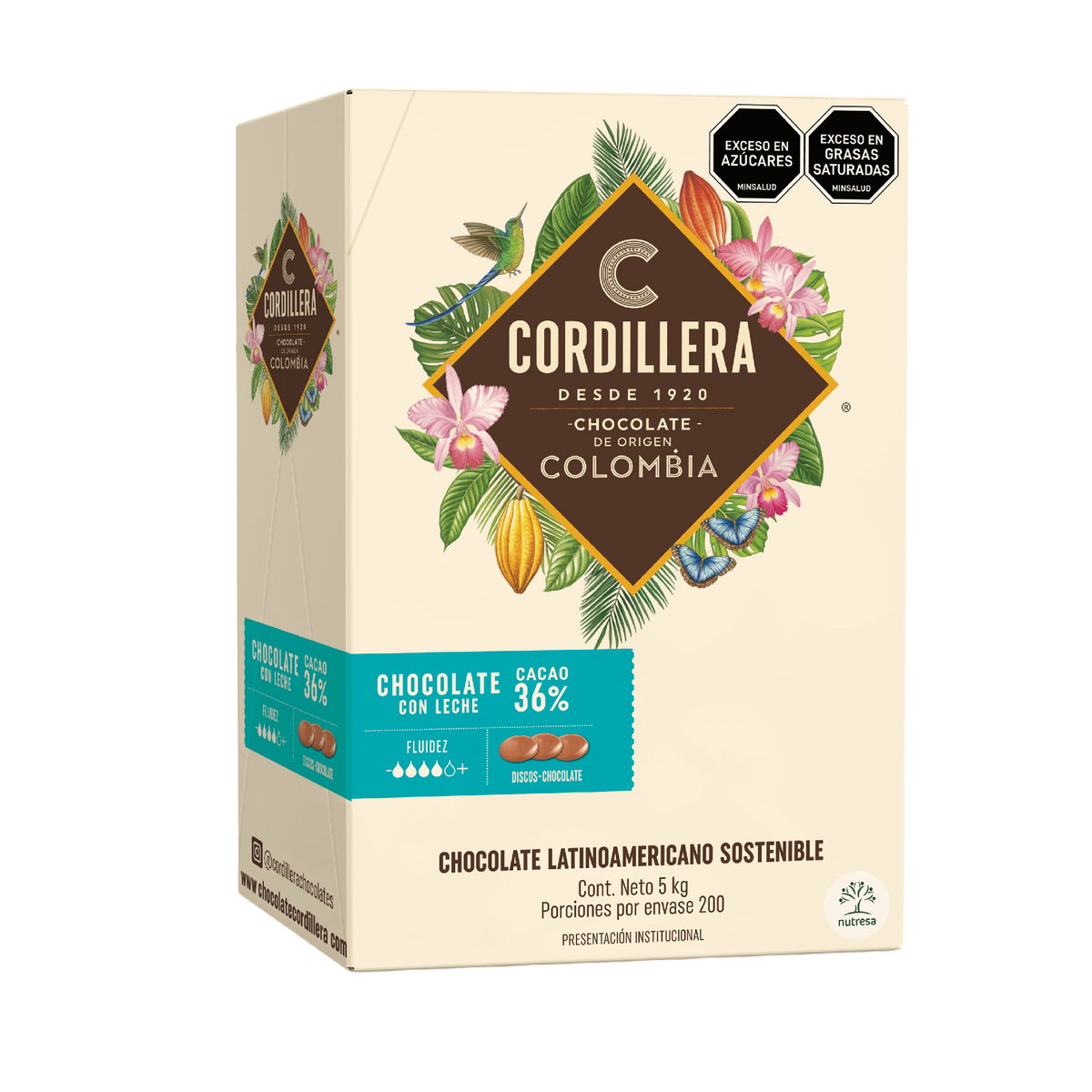 Cordillera Cobertura De Leche 36% Origen Colombia Depositados x 5kg
