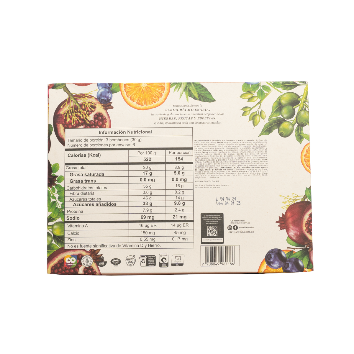 Evok Chocolate 40% Estuche x 18 unx 180 g