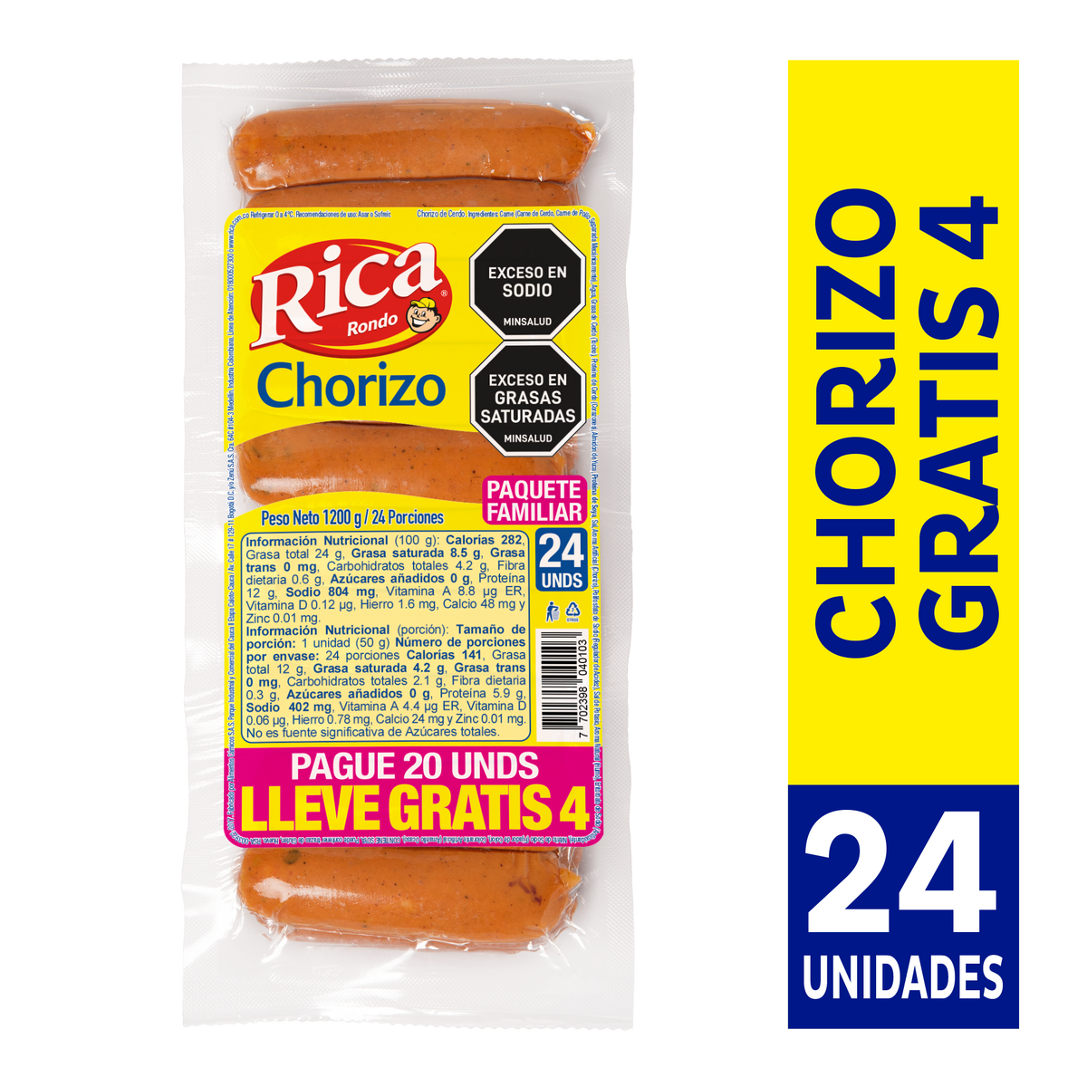 Rica Chorizo x 1000 g gratis 4 un