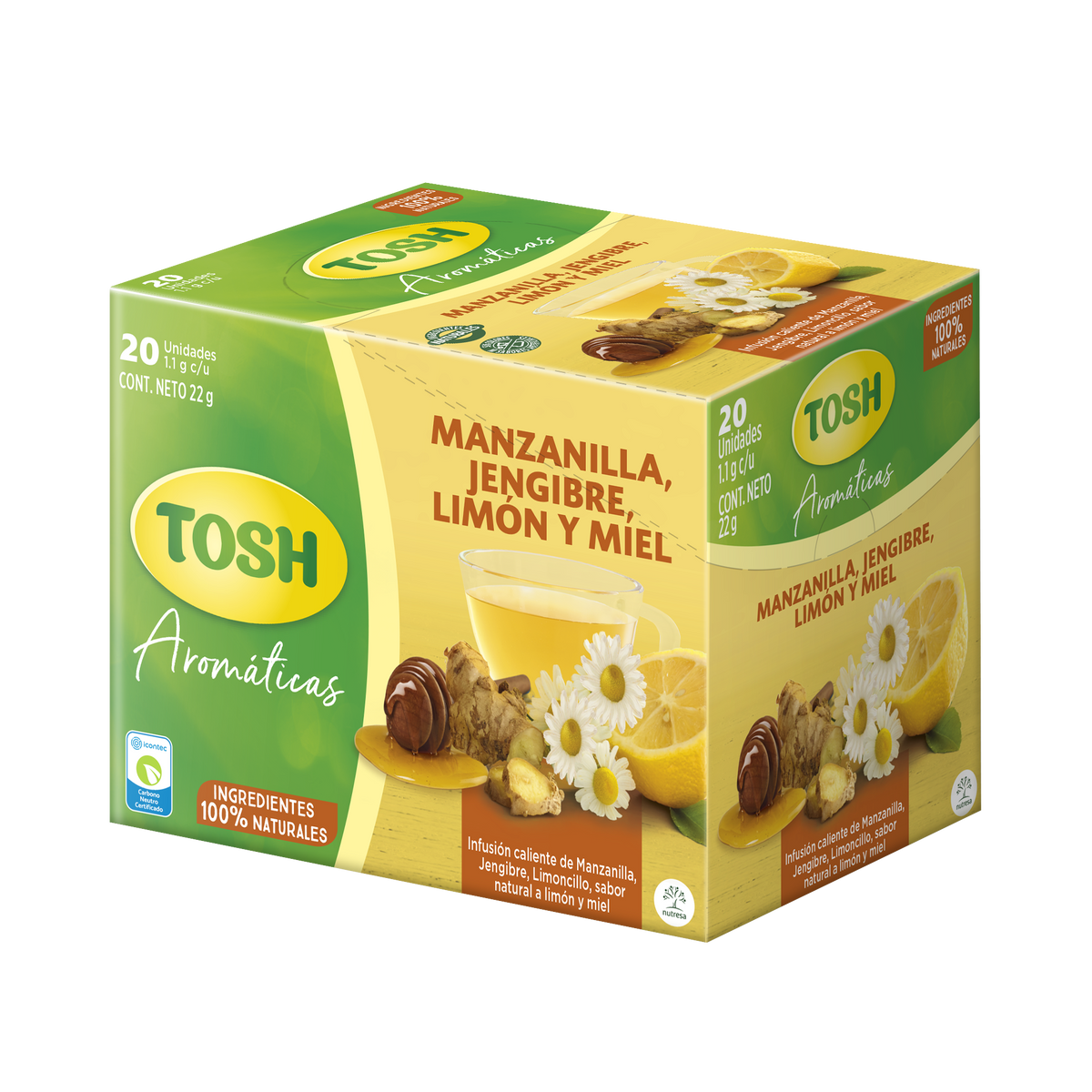 Tosh Aromatica Manzanilla Limonada Jengibre 22 g 20 Sobres