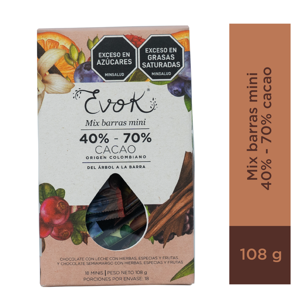 Evok Chocolate 4070% Mini x18 un x 108 g