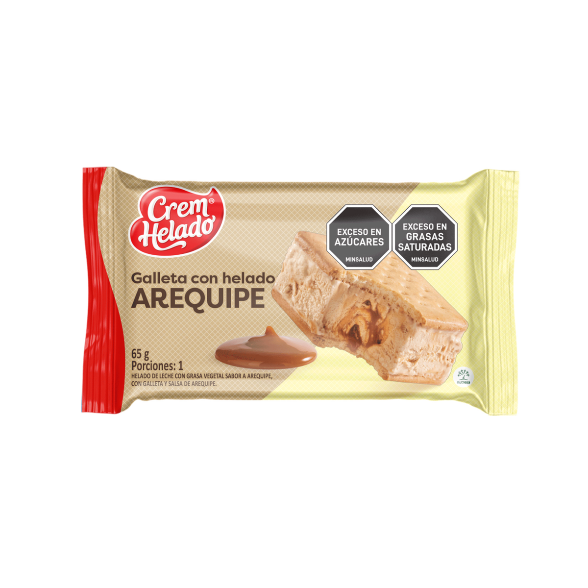 Crem Helado Galleta con Helado Arequipe Caja x 20 Un x 65 g