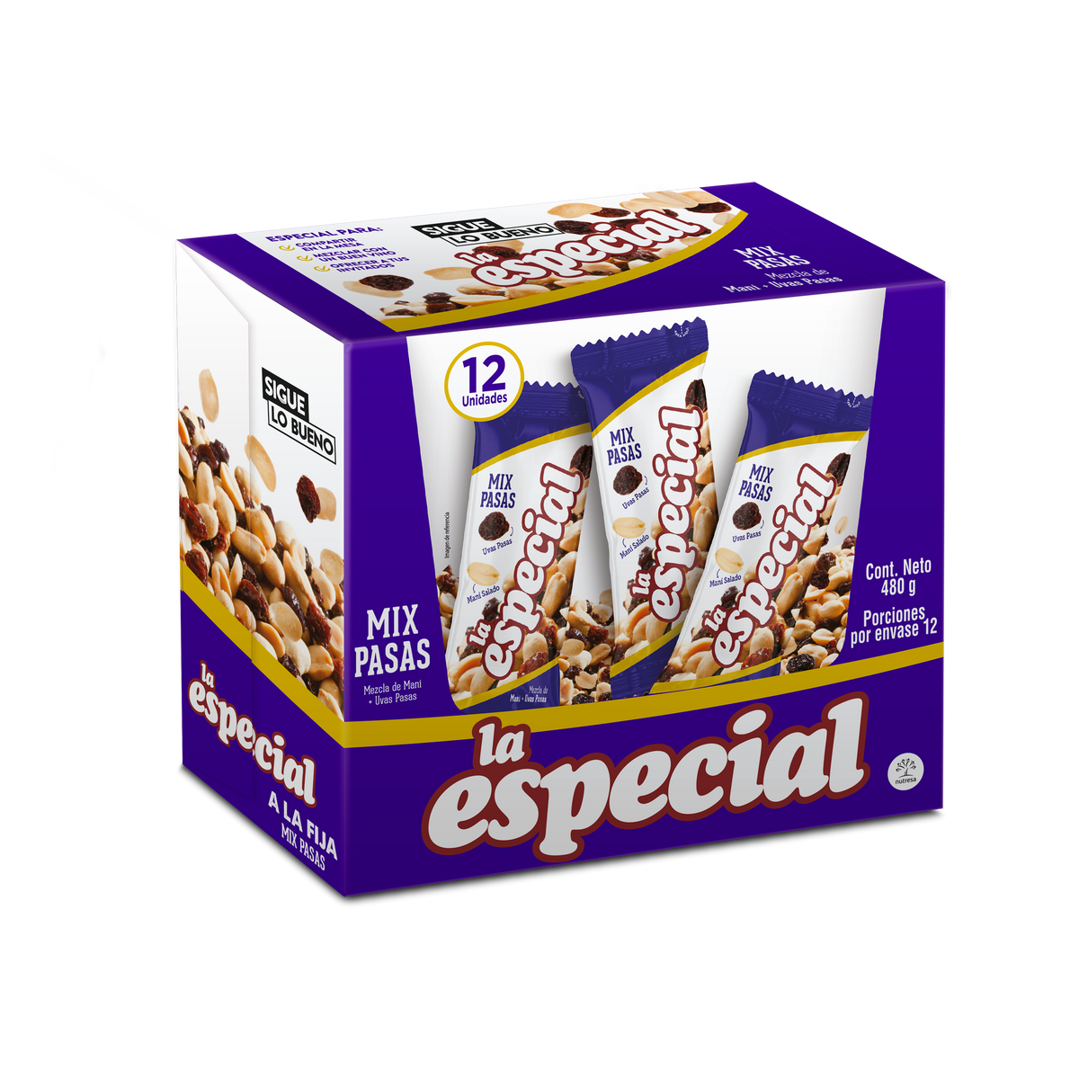 La Especial Pasabocas Pasas x Plegadiza x 12 Un x 40 g