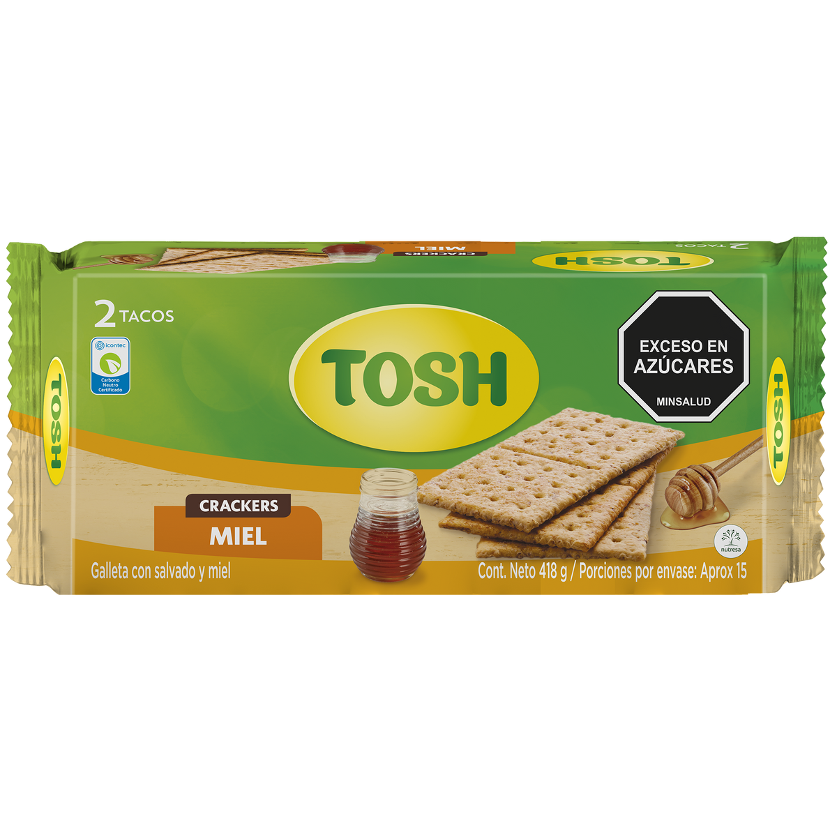 Tosh Galleta Miel Fit Taco x 2 x 418 gramos