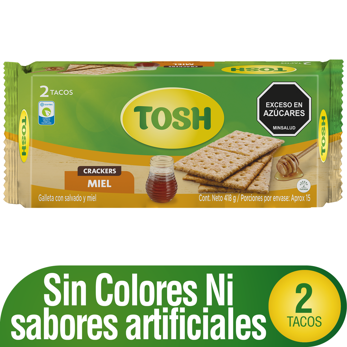 Tosh Galleta Miel Fit Taco x 2 x 418 gramos
