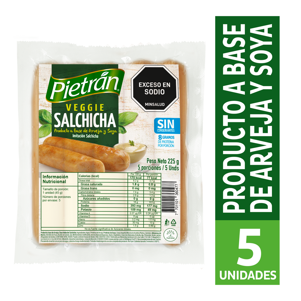 Pietrán Veggie Salchicha x 225 g