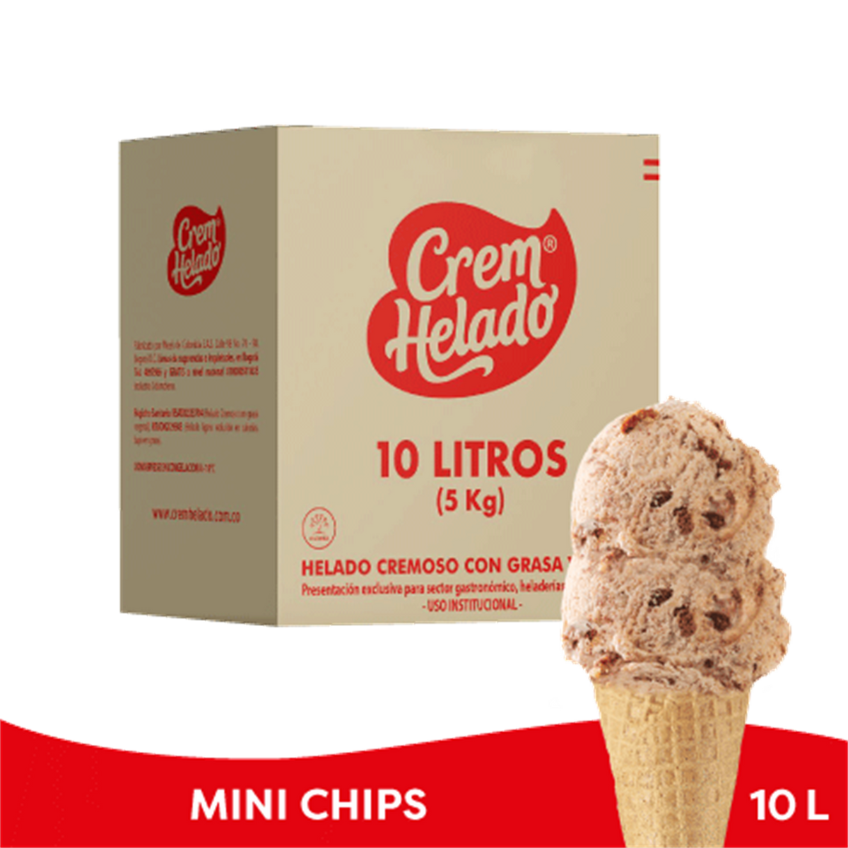 Crem Helado Tradicional Tarro Minichips x 10 L