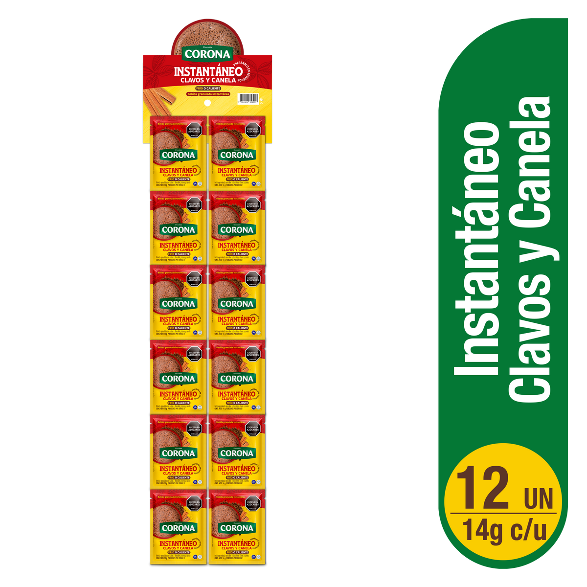 Corona Chocolate Instantáneo Clavos y Canela Ristra x 12 Sobres x 14g
