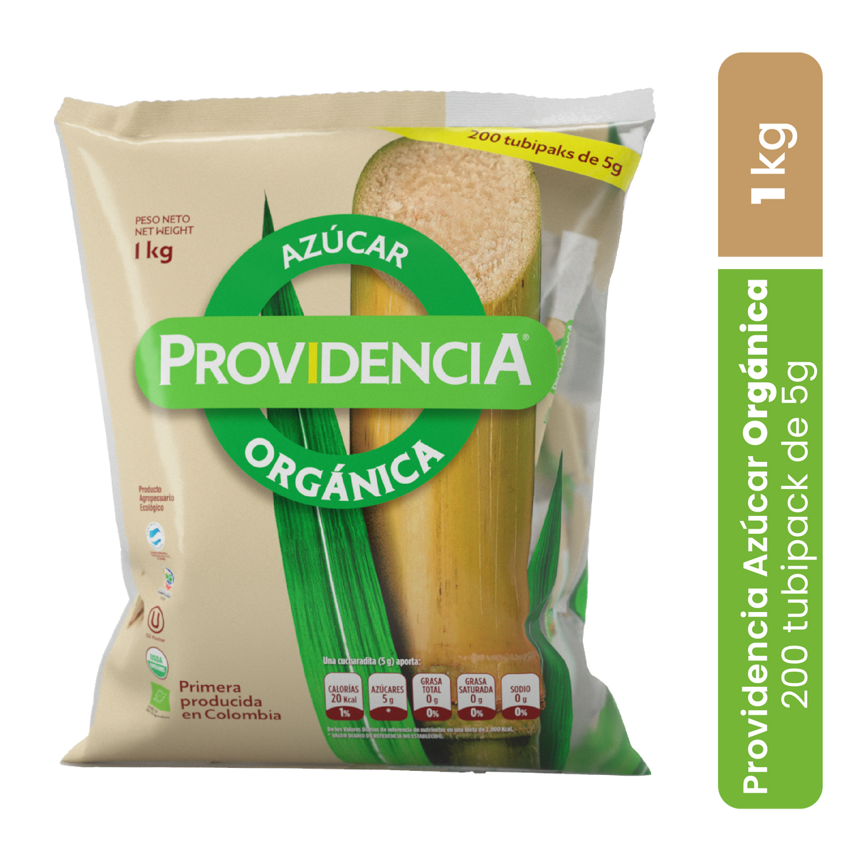 Providencia Azúcar Orgánica Tubipak 5gr x 200u