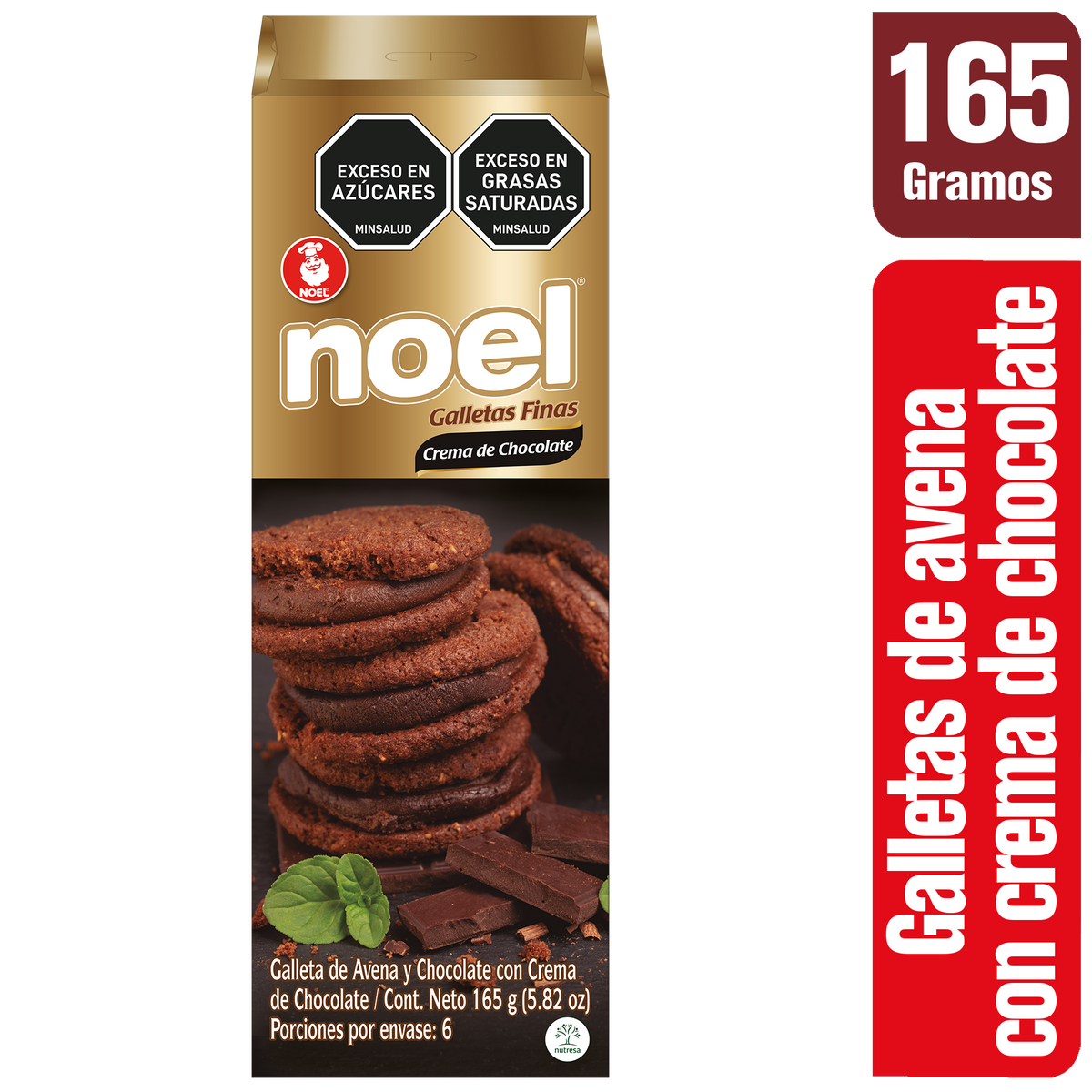 Noel Galleta Avena Crema Chocolate plegadiza x 165 g