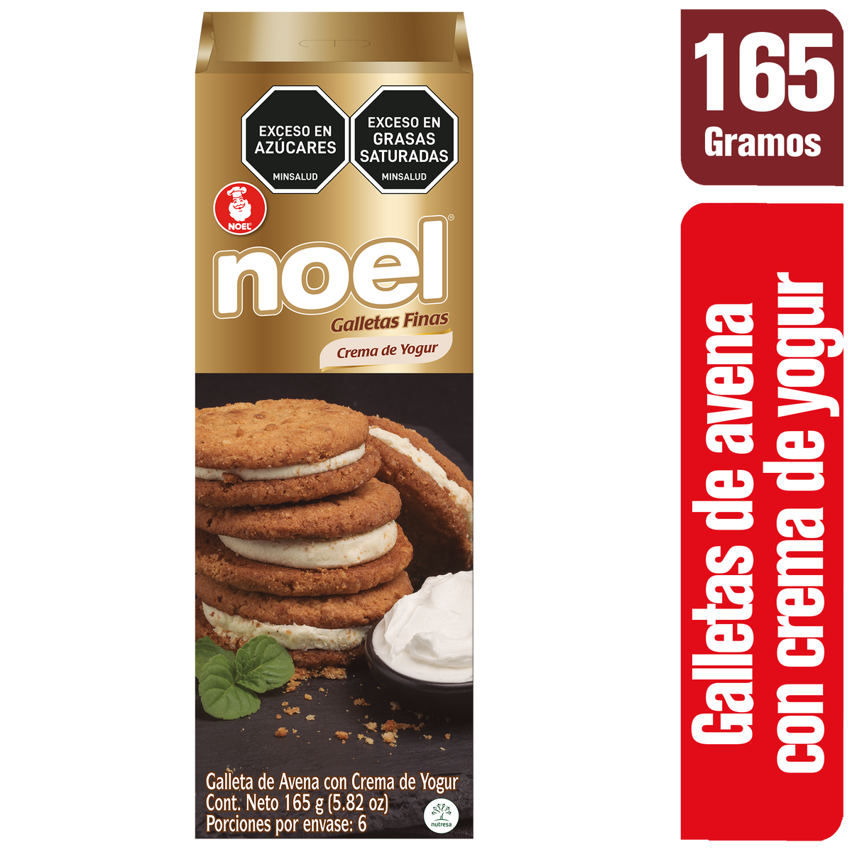 Noel Galleta Avena Crema Yogurt plegadiza x 165 g