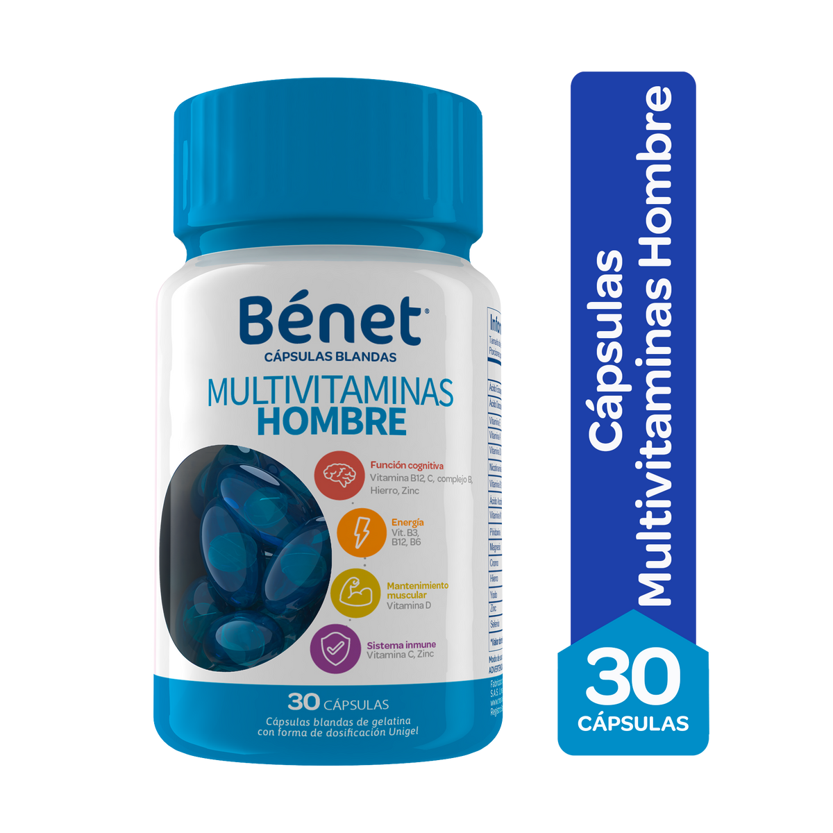 Bénet Cápsulas Unigel Hombre 12 tarros x 30 Cápsulas