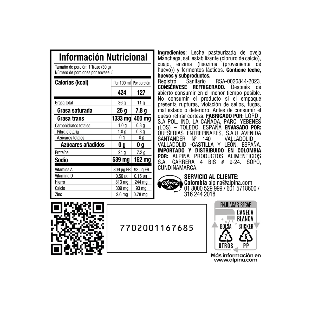 Alpina Queso Manchego 150 gr